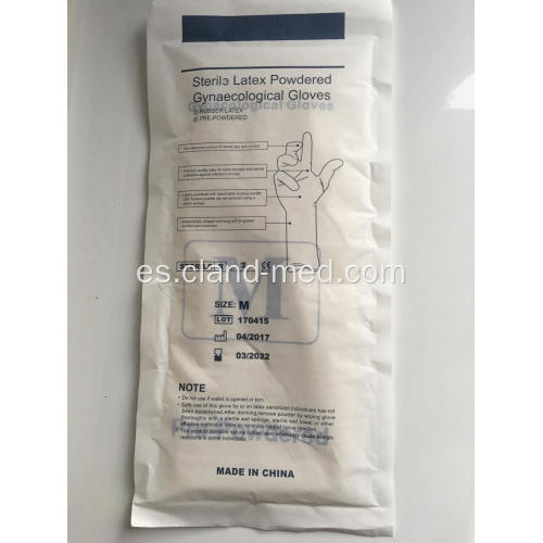 Guantes ginecológicos médicos desechables de látex estéril